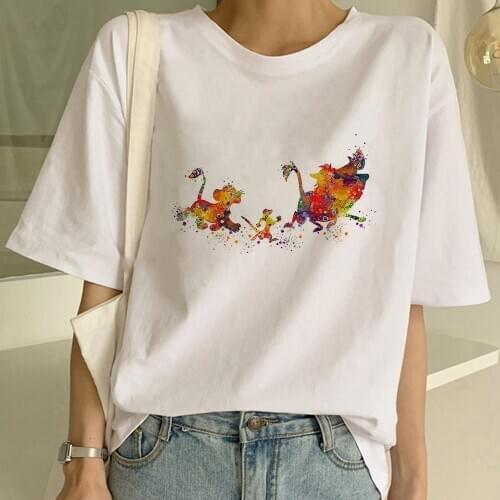 Lion King T Shirt Women Summer Casual Tshirts Tees Harajuku Korean Style Graphic Tops Kawaii Female T-shirt,Drop Ship