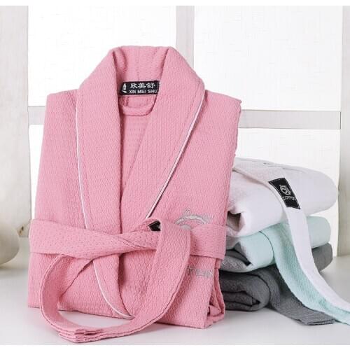 Waffle bathrobe men women cotton terry XL mens robe nightgown ladies sleepwear long soft home hotel spring summer