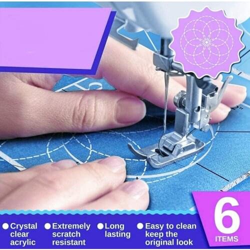 6-Piece Quilting Template Sewing Machine Ruler Acrylic DIY Sewing Tool Kit Free Movement Quilting Holding Template Ruler