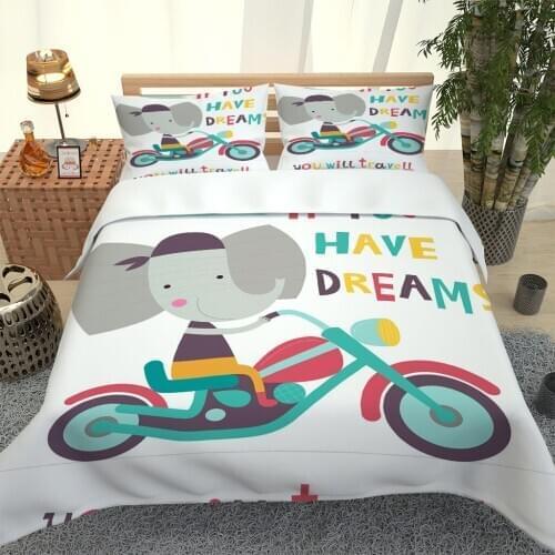Hot style 3D digital elephant printing 100% Polyester bedding set 1 duvet cover + 1/2 pillowcases bed in a bag US/EU/AU size