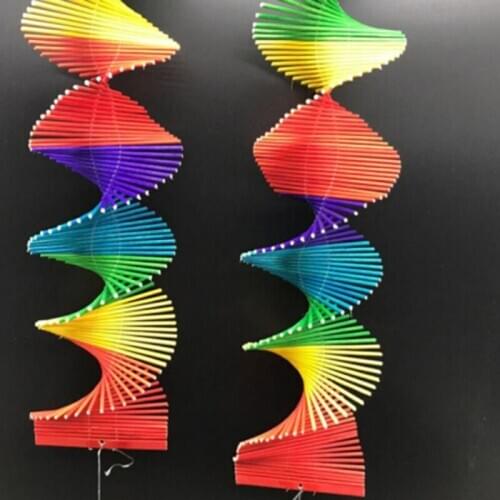 Colorful Spiral Windmill Wooden Rainbow Wind Spinner Hanging Wind For Tent Lawn Garden Outdoor Camping Picnic Home Decor
