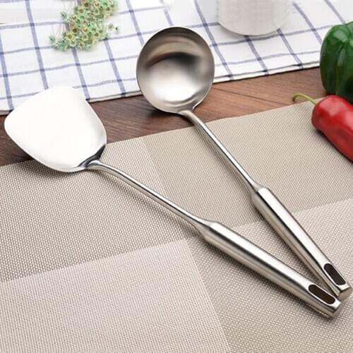 Stainless Steel Cookware Kitchen Utensils Cook Spatula Soup Spoon Shovel Ladle Cooking Tool Kitchen Accessories Restaurant 1pcs