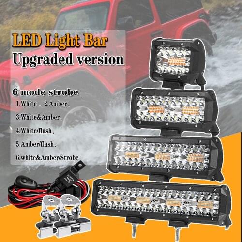 7inch 20inch Strobe Lamp 6Modes LED Bar Work Light bar 4x4 Accessories Off road Fog Lamp For Car Trucks SUV Auto Runinng