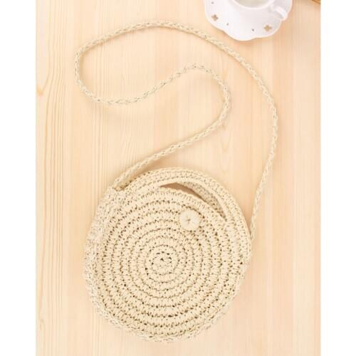 Summer Mini Vintage Handmade Crossbody Bag Round Straw Beach Bag Girls Circle Rattan Bags FA$3