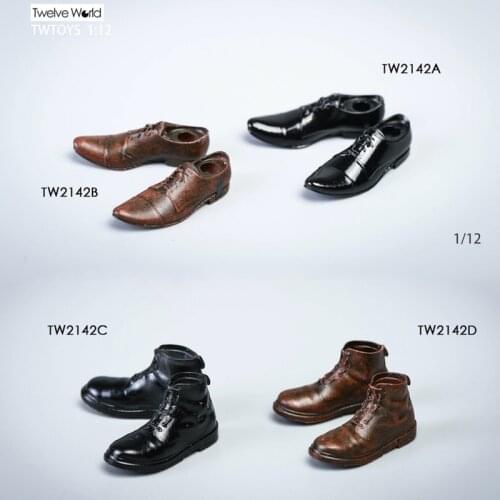1/12 Scale TWTOYS TW2142 Mens Leather Shoes Boots Model Fit 6'' Action Figure CF Body