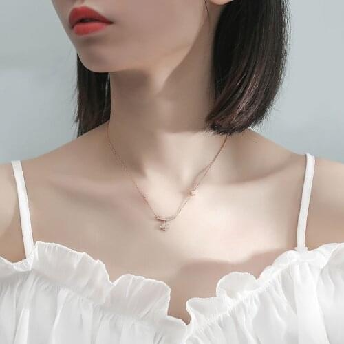 ModaOne Fashion Manstar Planet Cubic Zirconia Clavicle Chain Rose Gold Silver Color Necklace For Women Luxury Dainty Jewelry