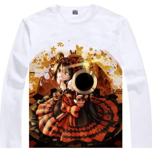 Date A Live T-Shirt spatial quake Shirt breathable Long sleeves t-shirts Anime Mens Long sleeve t-shirts anime cartoon T-shirt a