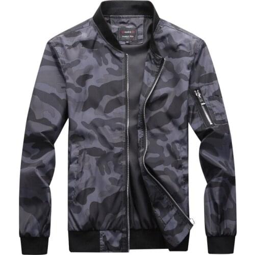 Mens jacket Mens plus size camouflage casual jacket Fashion casual sports baseball uniform jacket