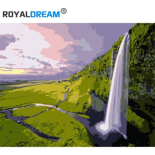 ROYALDREAM Dusk And Falls DIY Painting By Numbers Wall Art Picture Acrylic Canvas Painting For Wedding Decoration Drop Shipping