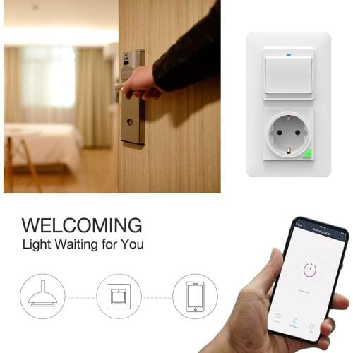 Wall Power Socket Smart EU Wi-Fi Wall-Mounted Power Panel Remote Controll With Button Work with Amazon Alexa Google Assistant
