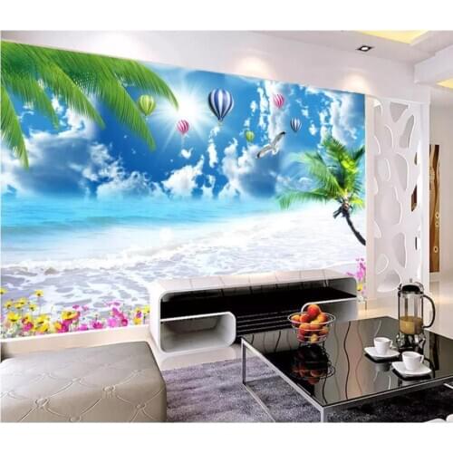 Custom photo wallpaper 3d wallpaper for walls 3 d Mediterranean seaside landscape tree tv background mural painting wall decor