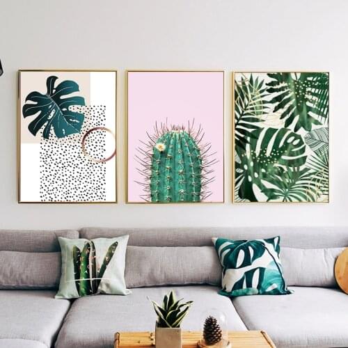 Nordic Style Plant Tropical Leaf Flower Cactus Canvas Printing Wall Art Poster Wall Pictures Living Room Home Decor Unframed