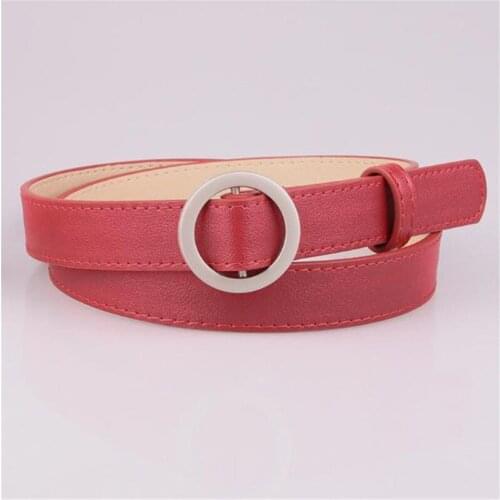 New Women PU Vintage Metal Round Buckle Jeans Dress Waist Strap Female Girls Waistband Thin Small Belts