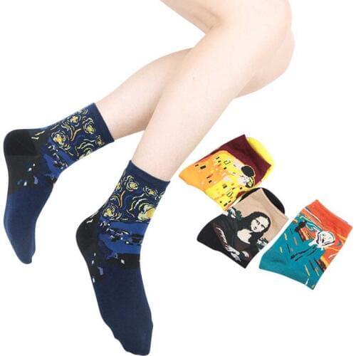 New Arrival Cotton Art Oil Socks Painting Washington Davi Male Female Cupid Retro Style Men Women Socks Sport Cycling Sock