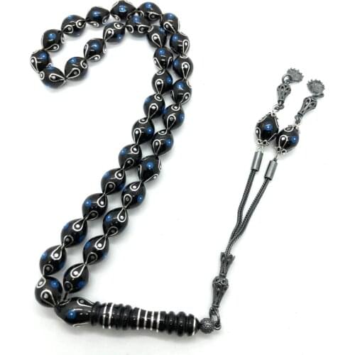 OLTU STONE OVAL CUT BLUE ENAMEL PROCESSING TESPİH