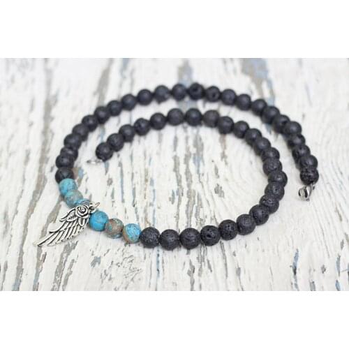 Wing charm necklace. Mens beaded jewelry