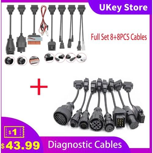 Full Set 8 PCS Car Cables 8PCS Truck Cables OBD2 Adapter Cable Works with TCS Auto Tool for Delphis vd ds150e cdp Car Scanners