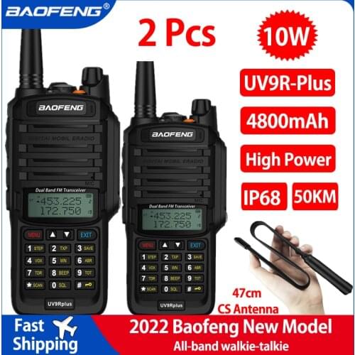 2pcs Baofeng UV-9R Plus Walkie Talkie High Power CB Ham 50 20 KM Long Range UV9R Portable Two Way Radio Hunting