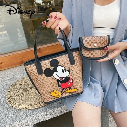 Disney Casual Women Solid Shoulder Bag Nappy Diaper Bag Fashion Female PU Portable Handbags High Quality Large capacity Tote Bag