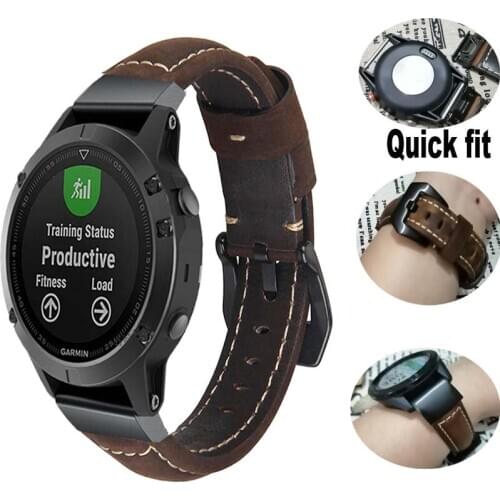 26 22 20MM Watchband Strap for Garmin Fenix 5X 6X 6 5 5S Plus 3 3HR Watch Quick Release Leather Easyfit Wrist Band Strap