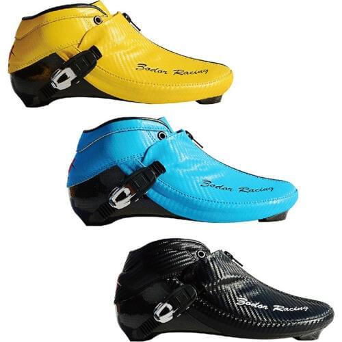 JEERKOOL Roller Skates Carbon Fiber Ice Skates Boot for Adult Kids Blue 165/195 Mount Distance Inline Speed Skate Patins SX9