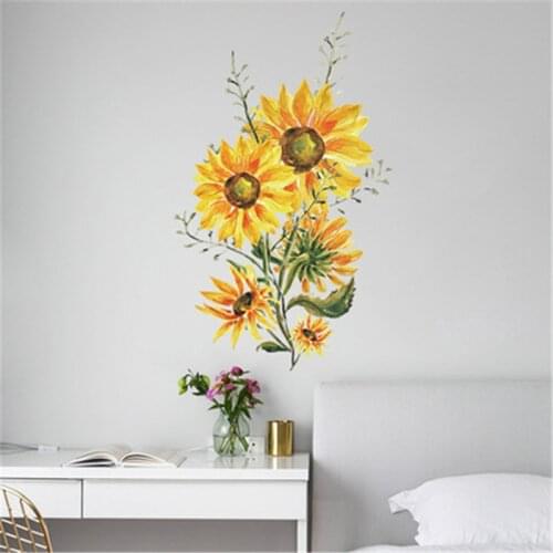 Painted Sunflower Wall Stickers Girl Bedroom Living Room Sofa Background Decoration Wall Beautification Stickers Wallpaper