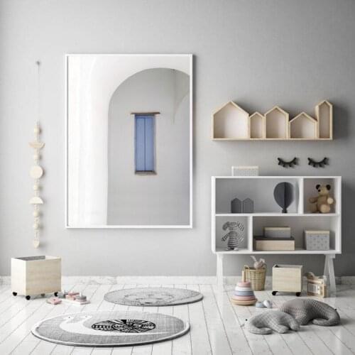 Modern Wall Art Canvas Painting White Wall Window Nordic Building Posters And Prints Wall Pictures For Living Room Home Decor
