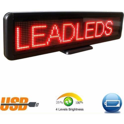 16*96Pixels LED Scrolling Display Board Programmable Built-in battery Sign support any languages-Red advertising message
