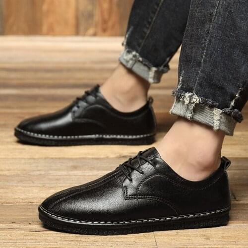 Men shoes fashion lace up oxfords leather comfortable male shoes spring autumn black flat sneakers mens shoes tenis masculino