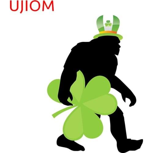 UJIOM Wall Stickers Irish Bigfoot Funny Bigfoot Carrying An Irish Shamrock Sticker Home Decor Wallpaper Waterproof Art Decals