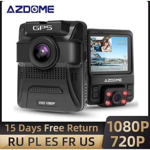 AZDOME Mini GS65H Car DVR 1080P Dual Lens 720P Rear Camera Night Vision Video Recorder 24H Parking Mode GPS Dash Camera