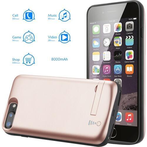 8000mAh Mobile Phone Battery Charger Case For iPhone 6plus 6s plus 7plus 8plus External Battery for iPhone Cover Case with Stand