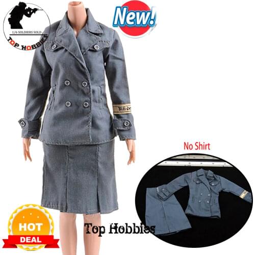 WWII 1/6 Scale Military Figures German Uniform Coat Miniskirt Shirt Suit Female Communicator Suit Fit 12Inch Body Action Figure