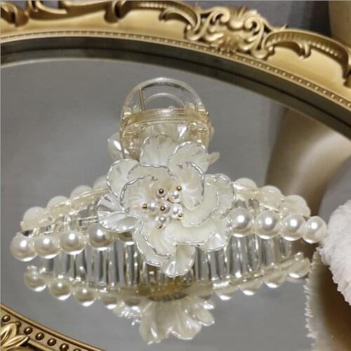 Women Pearl flower Shark Clip 2021 Hairpin Large Hairpins