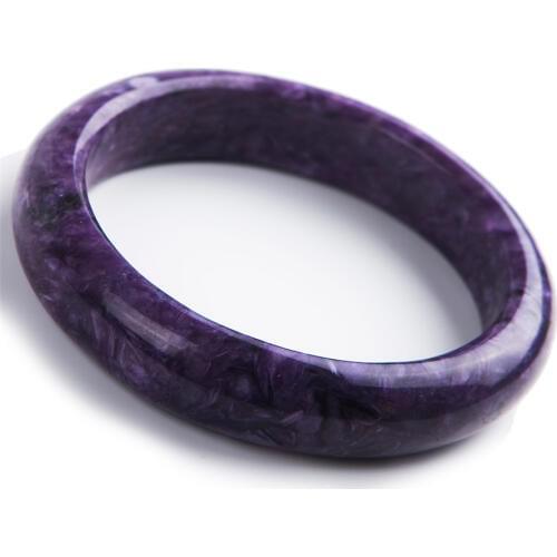 Inner Diameter 62mm Genuine Purple Charoite Natural Stone Bangles Bracelets For Women