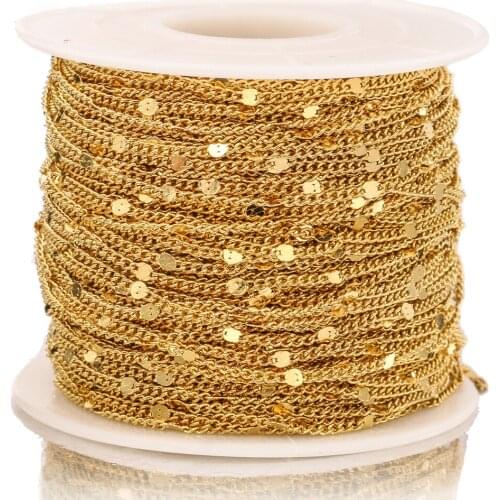 2Meter Width 1.5mm Stainless Steel Gold Press Rounding Chains for Diy Necklace Jewelry Making Supplies Wholesale Bulk Crafts
