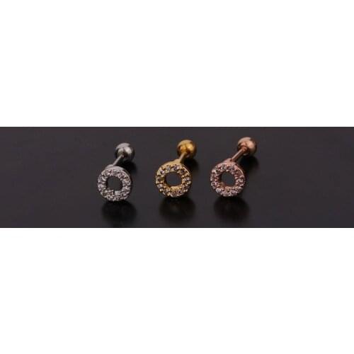 1 PCS Cute Small Micro Pave CZ Circle Ear Bone Cuff Earring for Woman Man Gold Color Copper Steel Piercing Earring Ear Jewelry