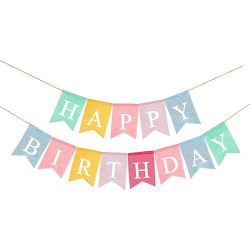 1set Happy Birthday Banner Colorful Fishtail Flags Bunting for Adults Kids Baby Shower Decorations Flag Party Backdrops Garland