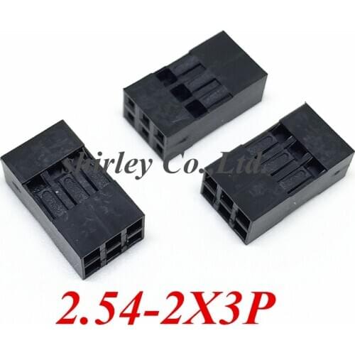 100PCS 2.54mm 2*3Pin 2X3P 6P 6Pin Dupont Connector Dupont Housing Shell Plug Dupont Jumper Wire Cable Pin Header