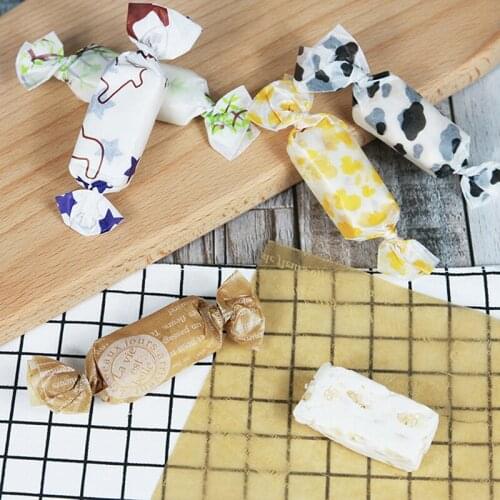100Pcs Colorful DIY Handmade Nougat Candy Packaging Oil Paper Milk Candy Taffy Wrapper Xmas Party Gift Food Package