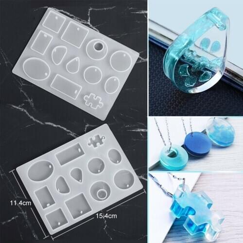 12 Silicone Pendant Mould Transparent Silicone Mold Necklace Pendant Resin Molds Jewelry Making DIY Necklace Mold Craft Supplies