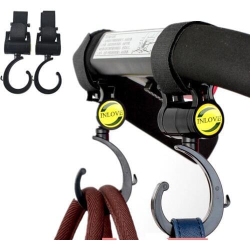 2Pcs Baby Stroller Hanger Bag Stroller hooks Pram Rotate 360 Cart Plastic Hook Baby Stroller Accessories Hook Multifunction