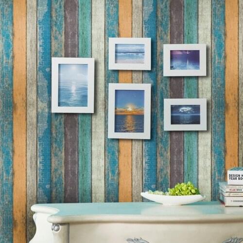 3D Wall Stickers Paper Wood stripe Rustic Effect Self-adhesive Home Decor Vinilos Decorativos Stickers Room Paredes
