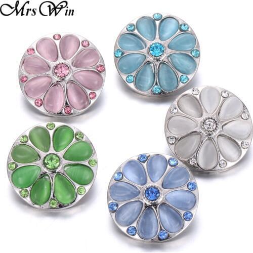 6pcs/lot Ginger Rhinestone Flowers Snap Buttons Jewelry Fit Love 18mm Snap Bracelets for women Summer diy Jewelry
