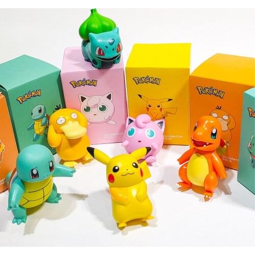 6 Styles Pokemon Pikachu Charmander Psyduck Squirtle Jigglypuff Bulbasaur Anime Figures Toys Model Kawaii Kids GIft