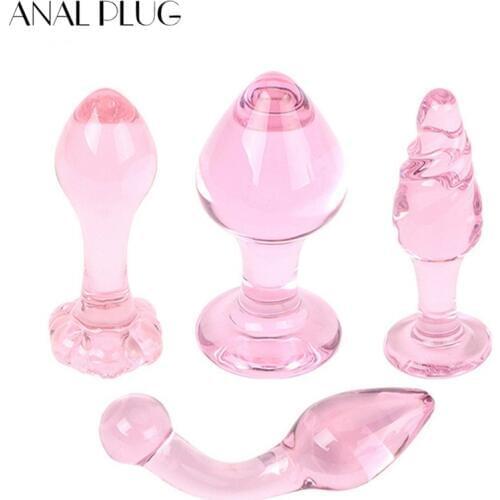 ANAL PLUG Pink Glass Anal Plug Exquisite Sexy Toys Anus Dilator Butt-Plug Sex Toys For Woman Glass Anal Balls Dildo Butt Plugs