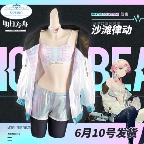 Anime! Arknights Blue Poison Marthe Collection Shoal Rhythm Uniform Cosplay Costume Halloween Party Outfit For Women 2021 NEW