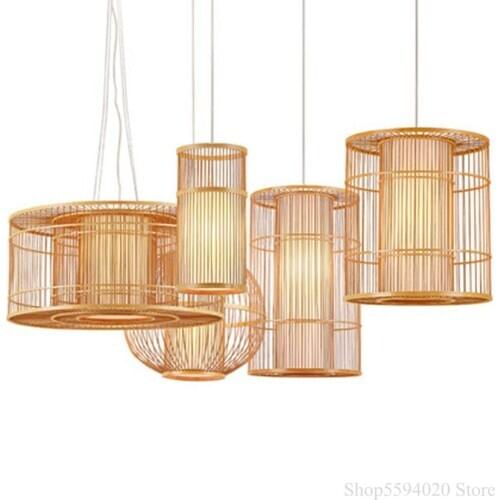 Southeast Asia Bamboo Hanging Light Fixturs Living Room Hotel Pendant Lamp Lighting Bedroom Teahouse Hanging Lamps Luminaire