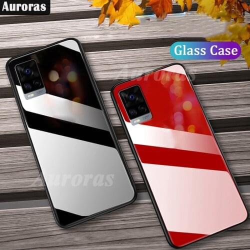 Auroras Case For VIVO V21E Tempered Glass with Soft Frame Shockproof Back Cover For vivo V21 Funda