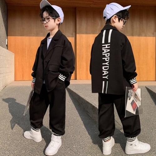 Childrens Clothing Spring 2021 Boys' Suit Childrens Spring and Autumn Lapel Medium and Big Childrens Fashion